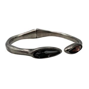 Uno De 50 Silver You and Me Floral Petal Crystal Hinged Bracelet